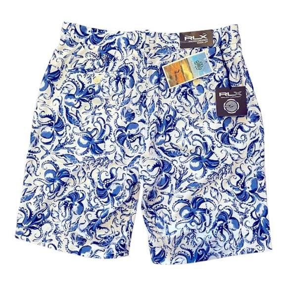 RLX Mens Golf 4 Way Stretch Aquatic Print Shorts Size 33 NWT - Picture 2 of 13